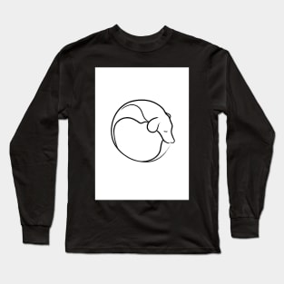 Sleeping Dog Line Drawing Long Sleeve T-Shirt